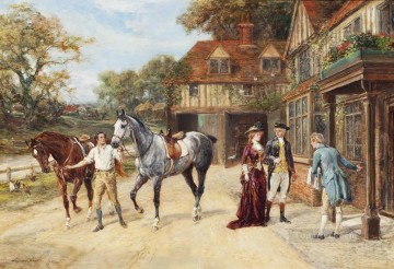  riding Art Painting - After the morning gallop Heywood Hardy horse riding